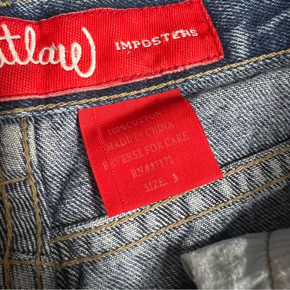 Vtg 90s Y2K Outlaw Blue Denim Wmbroidered Rose Beaded Jean Shorts 100% Cotton‎ 3 - Picture 7 of 14